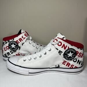 Men’s US 11 Converse Chuck Taylor All Star Hi Street White Black Enamel Reds